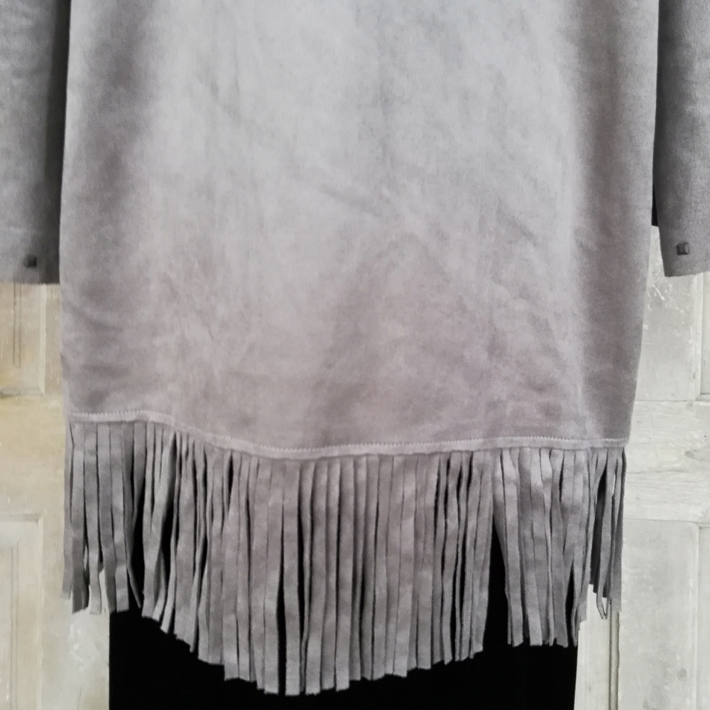 Ruby Rd. Taupe Fringe Jacket - Picture 4 of 8